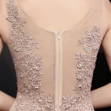 Summer Lace Upper Sleeveless Beige Mermaid Evening Dress