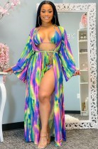 Summer Tie Dye 3 Piece Matching Cover-Up Swimwear Set