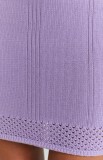 Summer Purple Hollow Out Knitting Halter Mini Dress