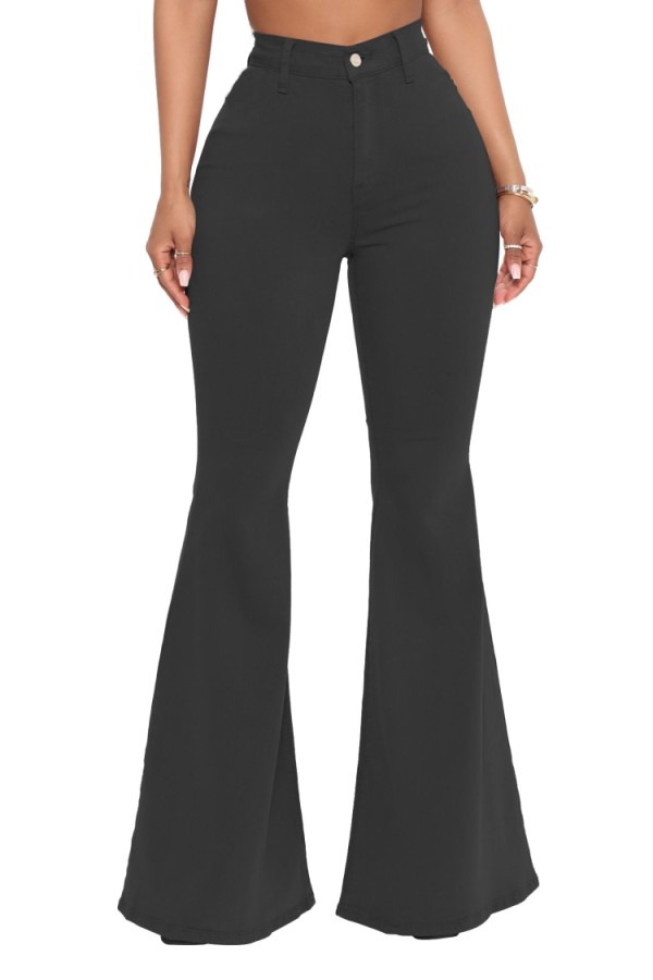 Summer Black High Waist Flare Jeans