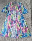 Summer Tie Dye 3 Piece Matching Cover-Up Swimwear Set
