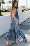 Summer Print Boho Halter Long Maxi Dress