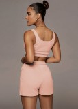 Summer Print Pink Bra and Shorts Sweatsuit