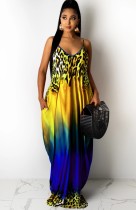 Summer Casual Print Colorful Strap Long Maxi Dress