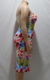 Summer Plus Size Print Floral Tube Dress