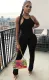 Summer Casual Black Matching Vest and Stacked Pants Set