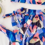 Three-Piece Geommetric Colorful Cover-Up Swimwear