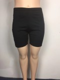 Summer Plus Size Black Side Slit Long Vest and Shorts Set