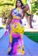 Summer Plus Size Tie Dye Crop Top and Long Skirt Set