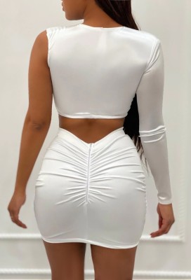 Summer Sexy Patch Single Sleeve Crop Top and Wrap Mini Skirt Set