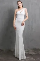 Summer Formal Sequins One Shoulder Mermaid Evening Dress