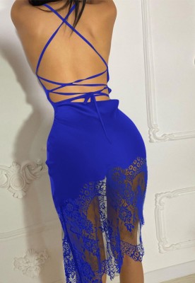 Summer Sexy Lace Patch Strap Party Dress