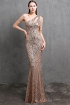 Summer Formal Sequins One Shoulder Mermaid Evening Dress