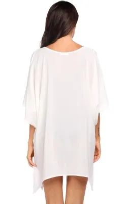 Summer Bat Sleeves V-Neck Short Dress Cover-Up