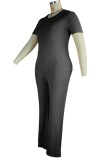 Summer Plus Size Black Formal Top and Pants 2pc Set