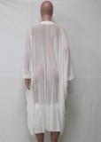 Summer White Lace-Up Transparent High Low Dress Cover-Up