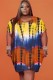 Summer Plus Size Casual Tie Dye O-Neck Shirt Dress