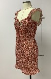 Summer Floral Ruffles Sexy Strap Mini Dress