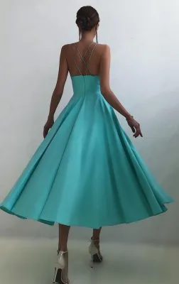 Summer Formal Blue High Waist Strap Long Prom Dress