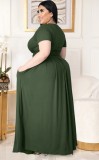 Summer Plus Size Green Crop Top and Maxi Skirt Set