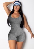 Summer Sports Grey Waffle Halter Bodycon Rompers