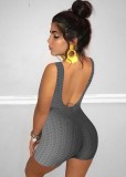 Summer Sports Grey Waffle Halter Bodycon Rompers