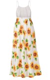 Summer Sun Flower White Strap Long Dress
