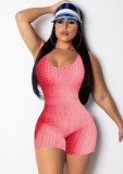 Summer Sports Pink Waffle Halter Bodycon Rompers