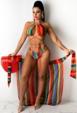 Summer Sexy Print Colorful Stripes 3pc Party Set