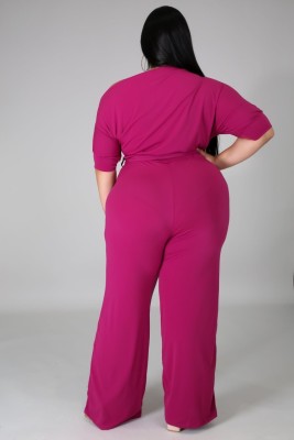 Summer Plus Size Pink Slash Shoulder Formal Jumpsuit