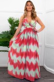 Summer Casual Wavy Sexy Deep-V Strap Long Maxi Dress