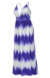 Summer Casual Wavy Sexy Deep-V Strap Long Maxi Dress