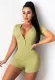 Summer Casual Green V-Neck Ribbed Bodycon Rompers