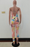 Summer Geommetric Sexy Strapless Bodycon Jumpsuit