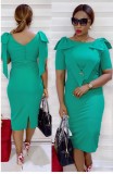 Summer Mother Formal Green Ruffles Midi Dress