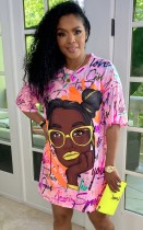 Summer Casual Print Africa O-Neck Shirt Dress