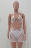 Summer White 3pc Fishnet Swimwear Set