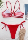 Summer Red Two Piece Sexy Strings Swimwear