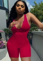 Summer Red Sexy Sleeveless Bodycon Rompers