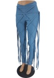 Summer Blue Sexy High Waist Strings Party Trousers