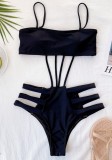 Summer One Piece Sexy Black Hollow Out Strap Swimwear