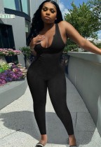 Summer Black Sexy Sleeveless Bodycon Jumpsuit