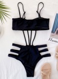 Summer One Piece Sexy Black Hollow Out Strap Swimwear
