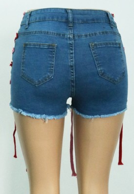 Summer High Cut Sexy Fitted Colorful Strings Denim Shorts