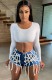 Summer Dark Blue High Cut Sexy Fitted Strings Denim Shorts