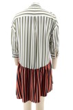 Summer Plus Size Casual Stripes Blouse Dress