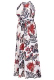 Summer Classy Floral Halter Long Dress with Belt