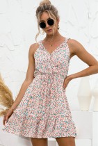 Summer Classy Floral V-Neck Strap Skater Dress