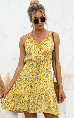 Summer Classy Floral V-Neck Strap Skater Dress