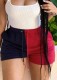 Summer Block Color Drawstrings Jogger Shorts